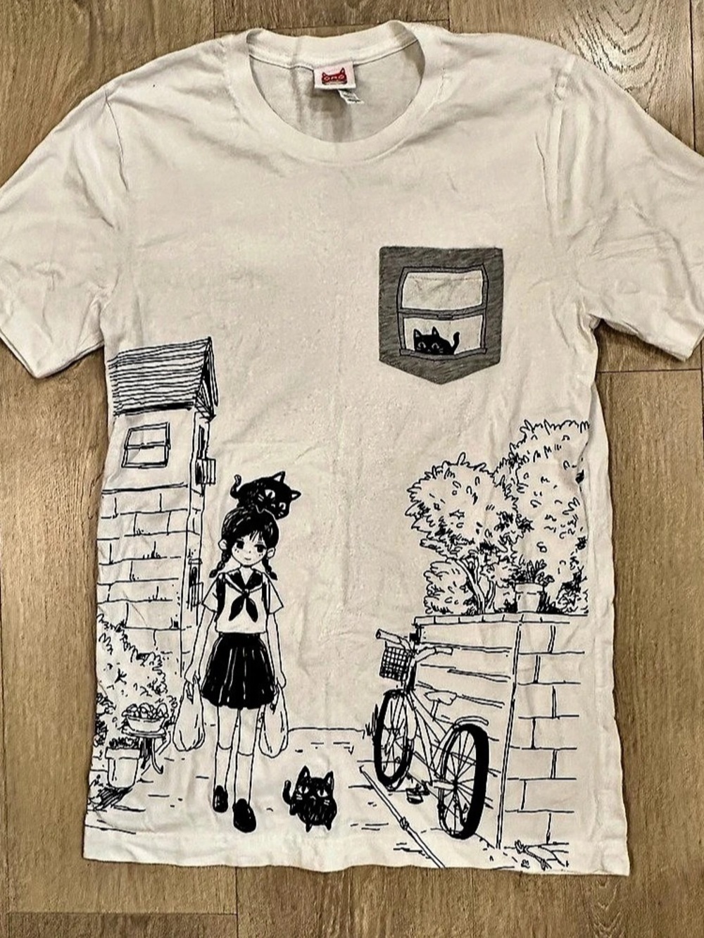 Vintage Y2K OMOCAT Graphic Short Sleeve Tee in White & Black Size Small Unisex